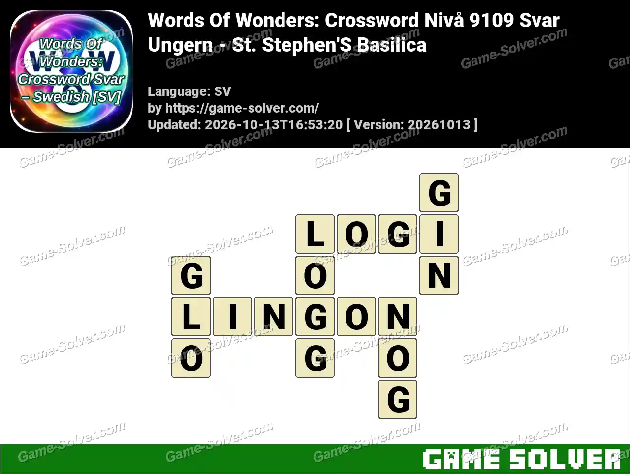 Words Of Wonders: Crossword Nivå 9109 Svar – Ungern – St. Stephen’S Basilica